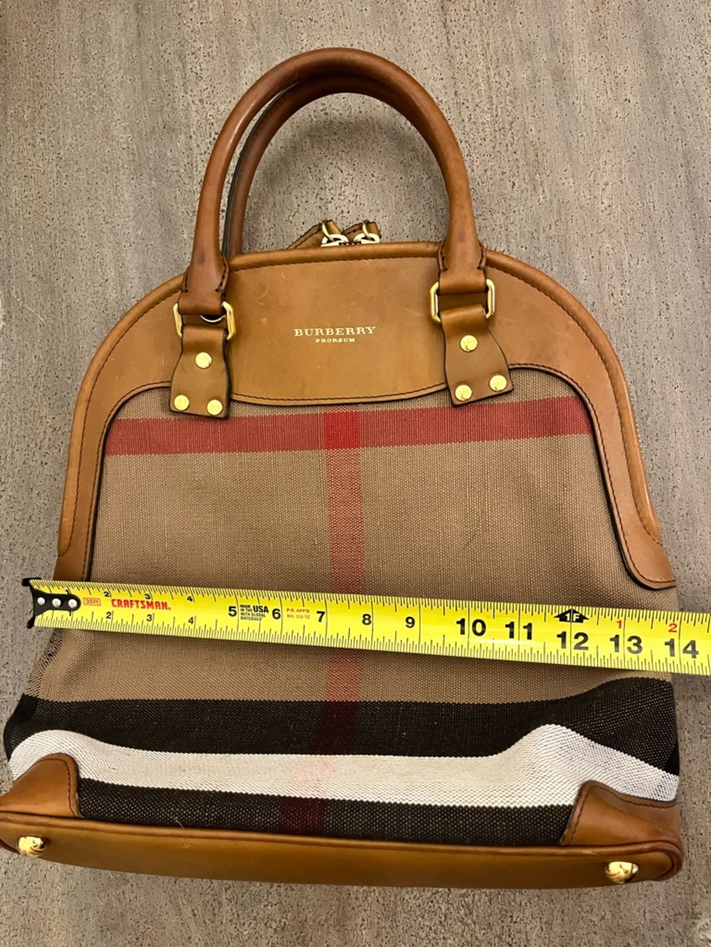 Burberry Brown and Tan Canvas & Leather Bowling Satchel- Oversized - Picture 13 of 15